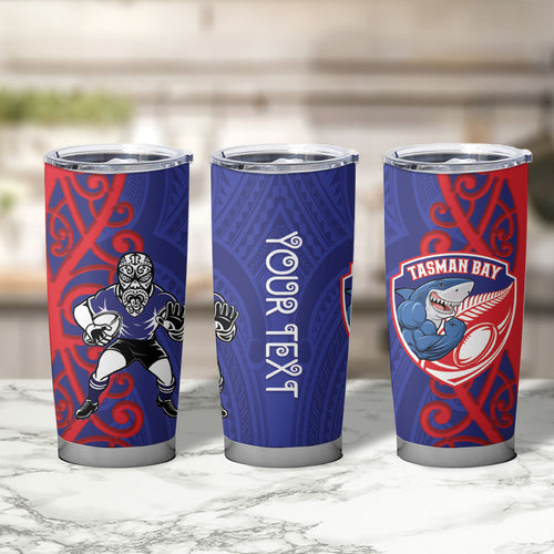 Tasman Custom Rugby New Zealand Tumbler Cup Aotearoa Maori Pukana Tiki Mascot