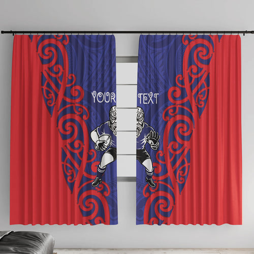 Tasman Custom Rugby New Zealand Window Curtain Aotearoa Maori Pukana Tiki Mascot
