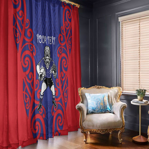 Tasman Custom Rugby New Zealand Window Curtain Aotearoa Maori Pukana Tiki Mascot
