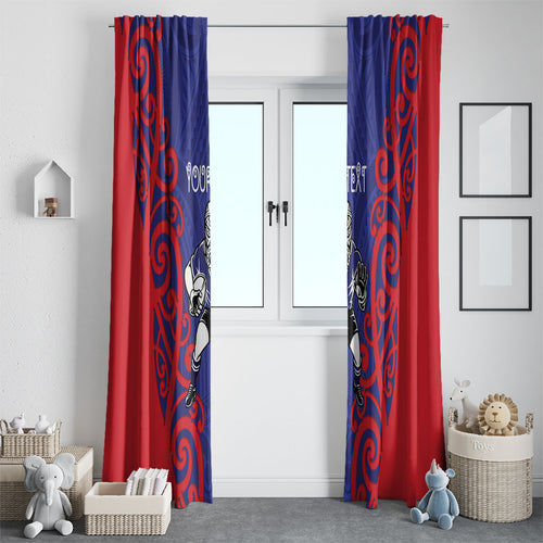 Tasman Custom Rugby New Zealand Window Curtain Aotearoa Maori Pukana Tiki Mascot