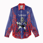 Tasman Custom Rugby New Zealand Women Casual Shirt Aotearoa Maori Pukana Tiki Mascot