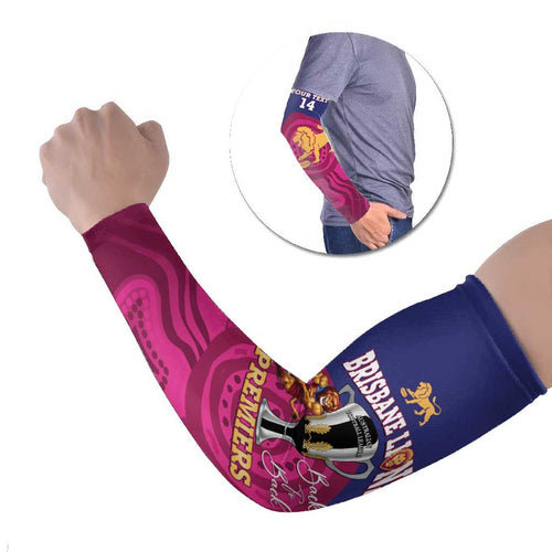 AFL Lions Football Custom Arm Sleeves Brisbane Premiers Back To Back Proud - Aussie Hoodie