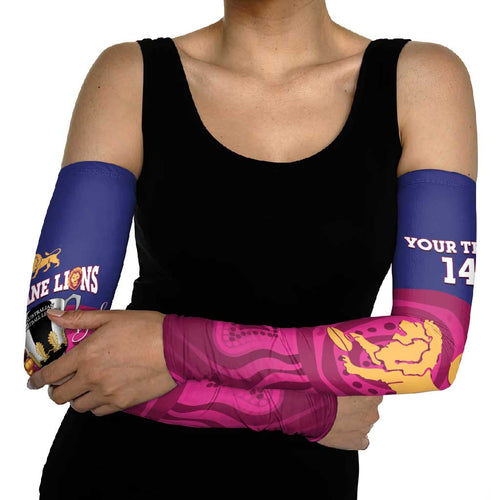 AFL Lions Football Custom Arm Sleeves Brisbane Premiers Back To Back Proud - Aussie Hoodie