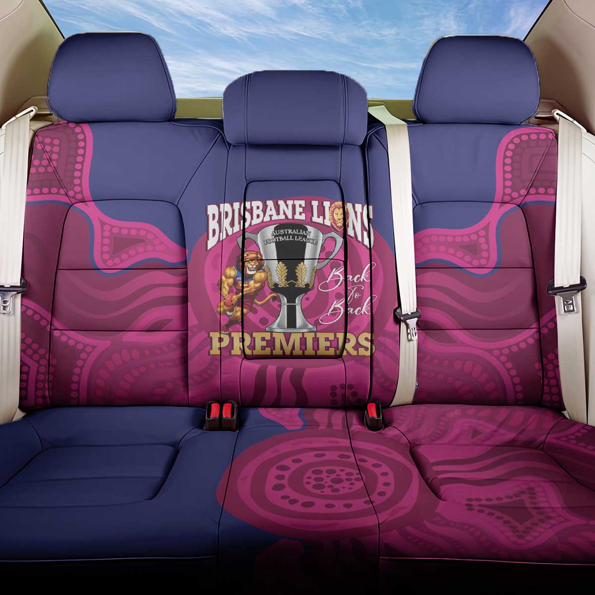 AFL Lions Football Back Car Seat Cover Brisbane Premiers Back To Back Proud - Aussie Hoodie
