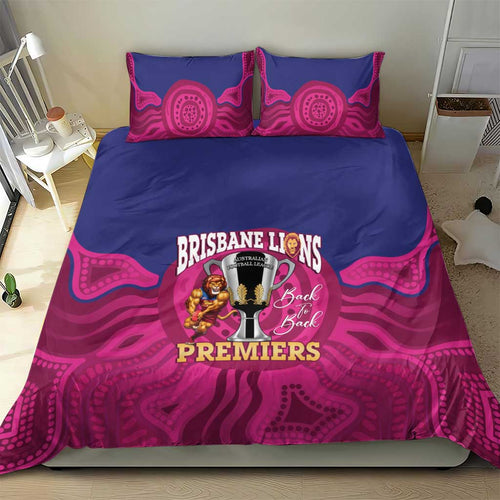 AFL Lions Football Bedding Set Brisbane Premiers Back To Back Proud - Aussie Hoodie