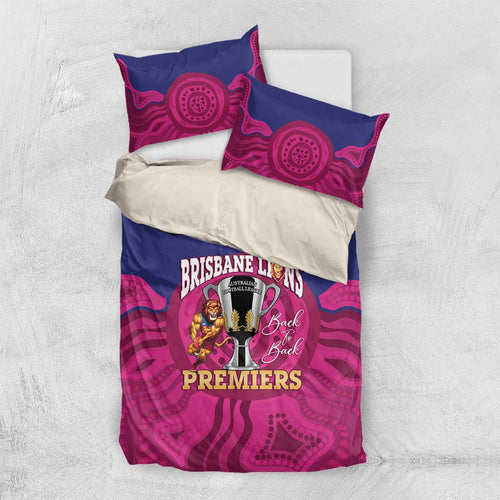 AFL Lions Football Bedding Set Brisbane Premiers Back To Back Proud - Aussie Hoodie
