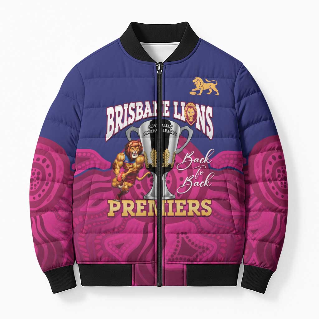 AFL Lions Football Custom Bomber Puffer Jacket Brisbane Premiers Back To Back Proud - Aussie Hoodie