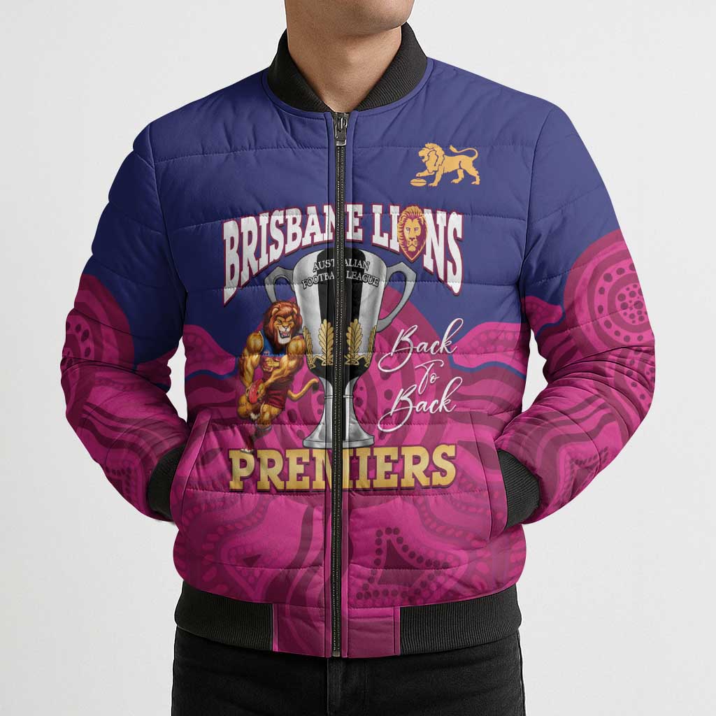 AFL Lions Football Custom Bomber Puffer Jacket Brisbane Premiers Back To Back Proud - Aussie Hoodie