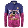 AFL Lions Football Custom Button Sweatshirt Brisbane Premiers Back To Back Proud - Aussie Hoodie