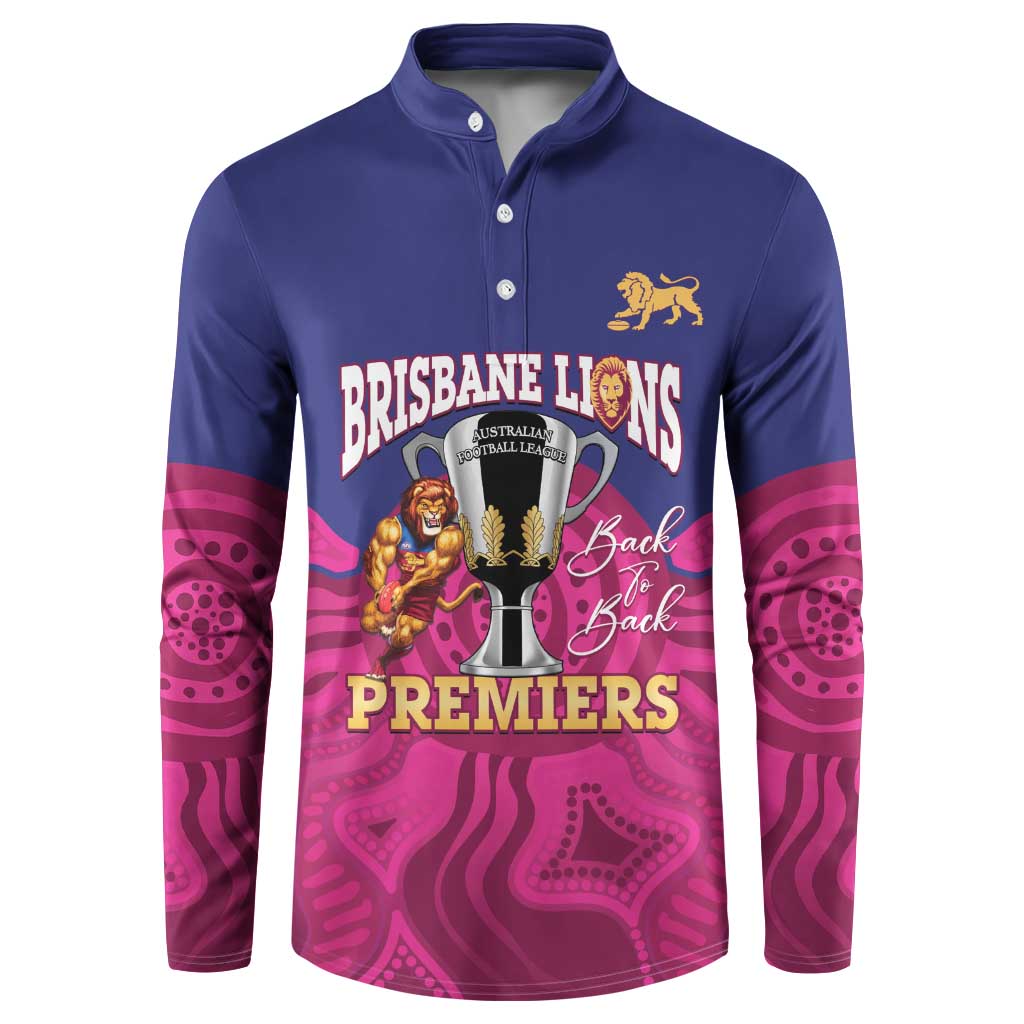 AFL Lions Football Custom Button Sweatshirt Brisbane Premiers Back To Back Proud - Aussie Hoodie