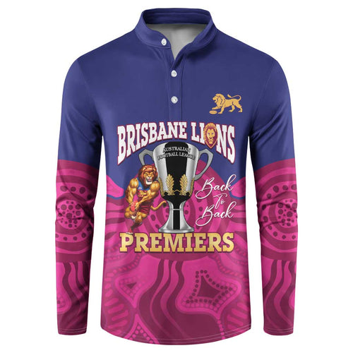 AFL Lions Football Custom Button Sweatshirt Brisbane Premiers Back To Back Proud - Aussie Hoodie
