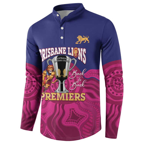 AFL Lions Football Custom Button Sweatshirt Brisbane Premiers Back To Back Proud - Aussie Hoodie