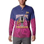 AFL Lions Football Custom Button Sweatshirt Brisbane Premiers Back To Back Proud - Aussie Hoodie
