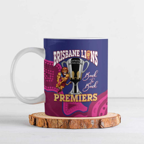 AFL Lions Football Custom Ceramic Mug Brisbane Premiers Back To Back Proud - Aussie Hoodie