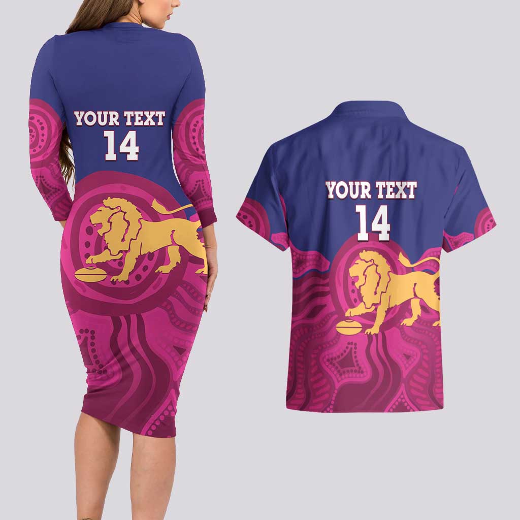 AFL Lions Football Custom Couples Matching Long Sleeve Bodycon Dress and Hawaiian Shirt Brisbane Premiers Back To Back Proud - Aussie Hoodie