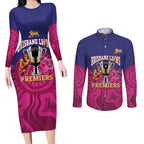 AFL Lions Football Custom Couples Matching Long Sleeve Bodycon Dress and Long Sleeve Button Shirt Brisbane Premiers Back To Back Proud - Aussie Hoodie