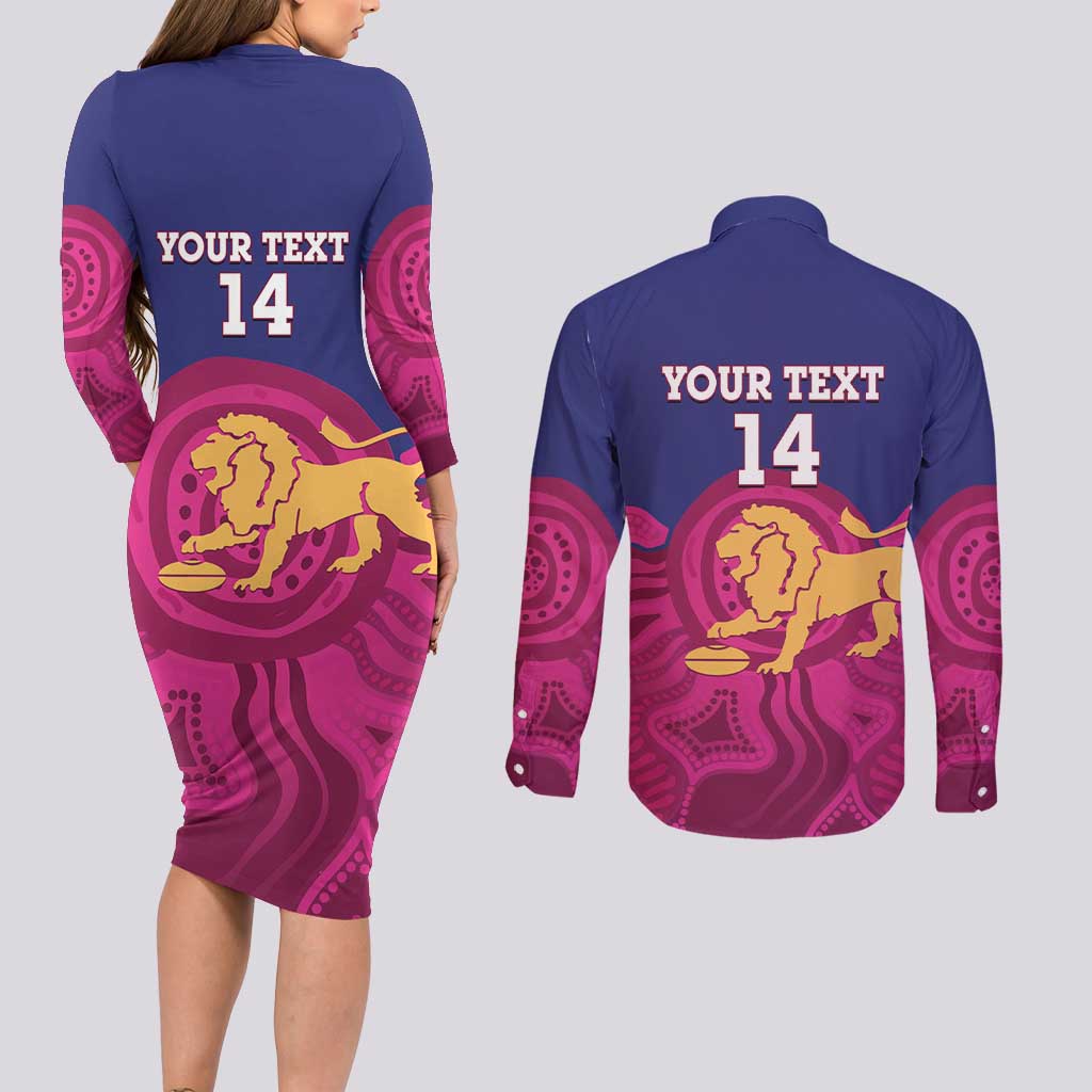 AFL Lions Football Custom Couples Matching Long Sleeve Bodycon Dress and Long Sleeve Button Shirt Brisbane Premiers Back To Back Proud - Aussie Hoodie