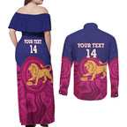 AFL Lions Football Custom Couples Matching Off Shoulder Maxi Dress and Long Sleeve Button Shirt Brisbane Premiers Back To Back Proud - Aussie Hoodie