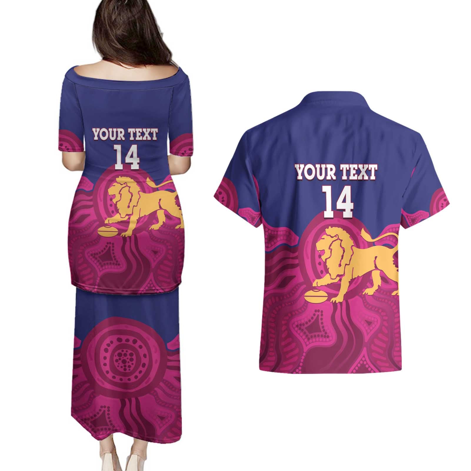 AFL Lions Football Custom Couples Matching Puletasi and Hawaiian Shirt Brisbane Premiers Back To Back Proud - Aussie Hoodie