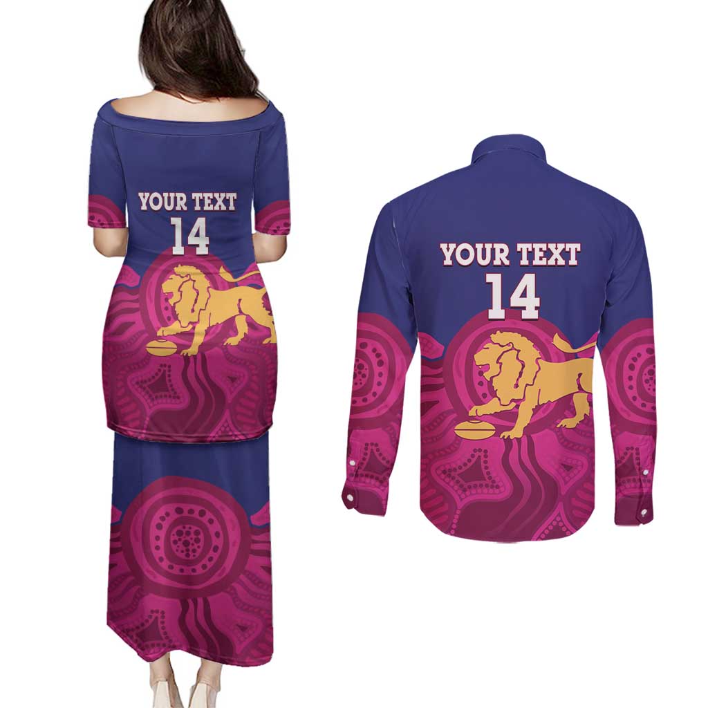 AFL Lions Football Custom Couples Matching Puletasi and Long Sleeve Button Shirt Brisbane Premiers Back To Back Proud - Aussie Hoodie