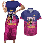AFL Lions Football Custom Couples Matching Short Sleeve Bodycon Dress and Hawaiian Shirt Brisbane Premiers Back To Back Proud - Aussie Hoodie