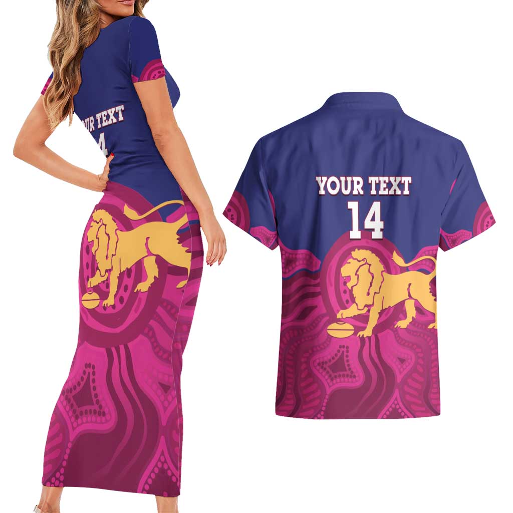 AFL Lions Football Custom Couples Matching Short Sleeve Bodycon Dress and Hawaiian Shirt Brisbane Premiers Back To Back Proud - Aussie Hoodie