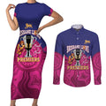 AFL Lions Football Custom Couples Matching Short Sleeve Bodycon Dress and Long Sleeve Button Shirt Brisbane Premiers Back To Back Proud - Aussie Hoodie