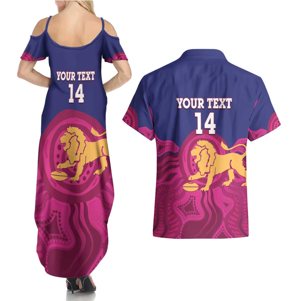 AFL Lions Football Custom Couples Matching Summer Maxi Dress and Hawaiian Shirt Brisbane Premiers Back To Back Proud - Aussie Hoodie