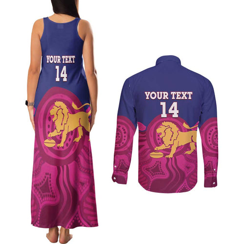 AFL Lions Football Custom Couples Matching Tank Maxi Dress and Long Sleeve Button Shirt Brisbane Premiers Back To Back Proud - Aussie Hoodie