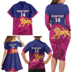 AFL Lions Football Custom Family Matching Long Sleeve Bodycon Dress and Hawaiian Shirt Brisbane Premiers Back To Back Proud - Aussie Hoodie