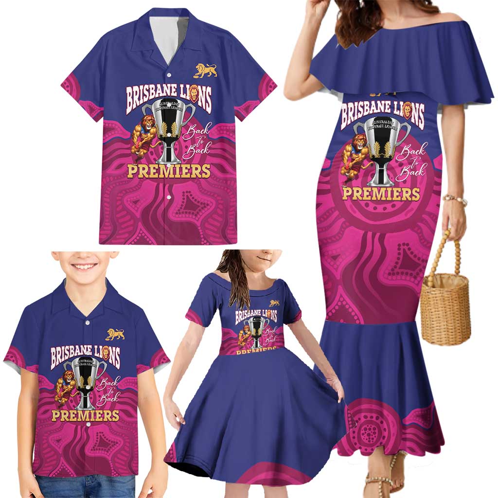 AFL Lions Football Custom Family Matching Mermaid Dress and Hawaiian Shirt Brisbane Premiers Back To Back Proud - Aussie Hoodie