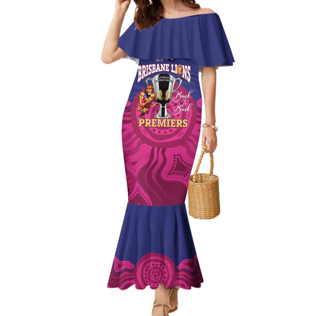AFL Lions Football Custom Family Matching Mermaid Dress and Hawaiian Shirt Brisbane Premiers Back To Back Proud - Aussie Hoodie