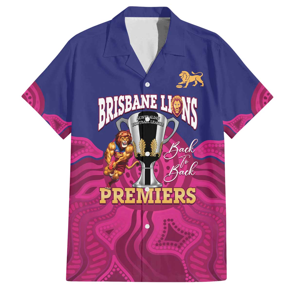 AFL Lions Football Custom Family Matching Off The Shoulder Long Sleeve Dress and Hawaiian Shirt Brisbane Premiers Back To Back Proud - Aussie Hoodie