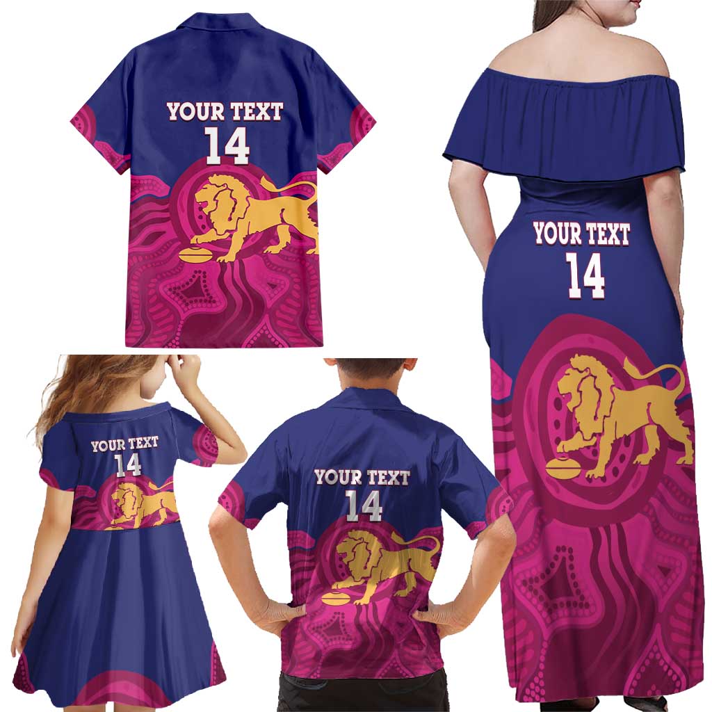 AFL Lions Football Custom Family Matching Off Shoulder Maxi Dress and Hawaiian Shirt Brisbane Premiers Back To Back Proud - Aussie Hoodie