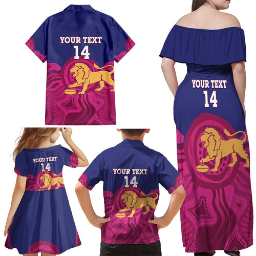 AFL Lions Football Custom Family Matching Off Shoulder Maxi Dress and Hawaiian Shirt Brisbane Premiers Back To Back Proud - Aussie Hoodie
