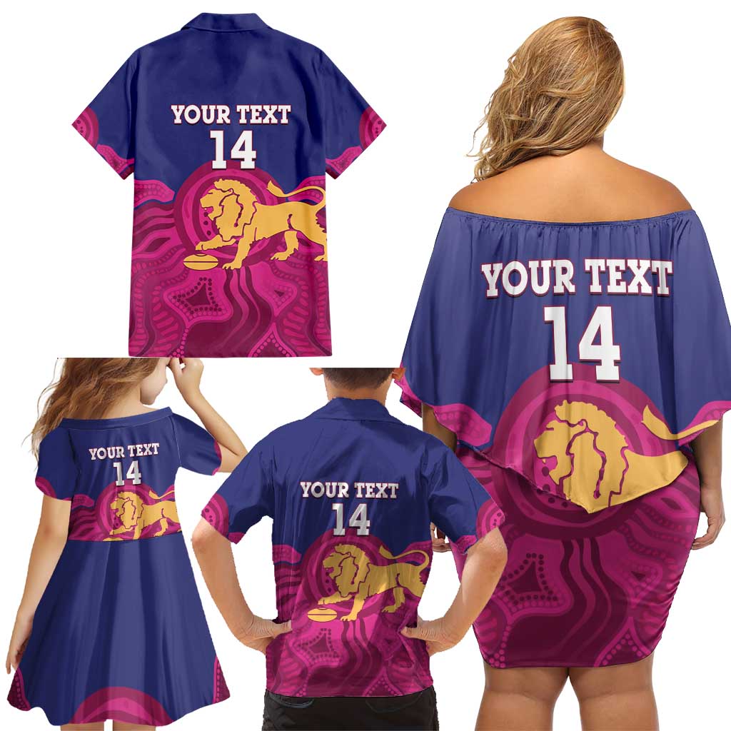 AFL Lions Football Custom Family Matching Off Shoulder Short Dress and Hawaiian Shirt Brisbane Premiers Back To Back Proud - Aussie Hoodie