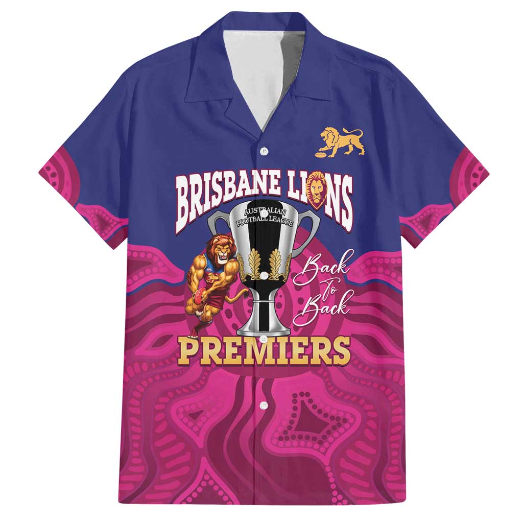 AFL Lions Football Custom Family Matching Off Shoulder Short Dress and Hawaiian Shirt Brisbane Premiers Back To Back Proud - Aussie Hoodie