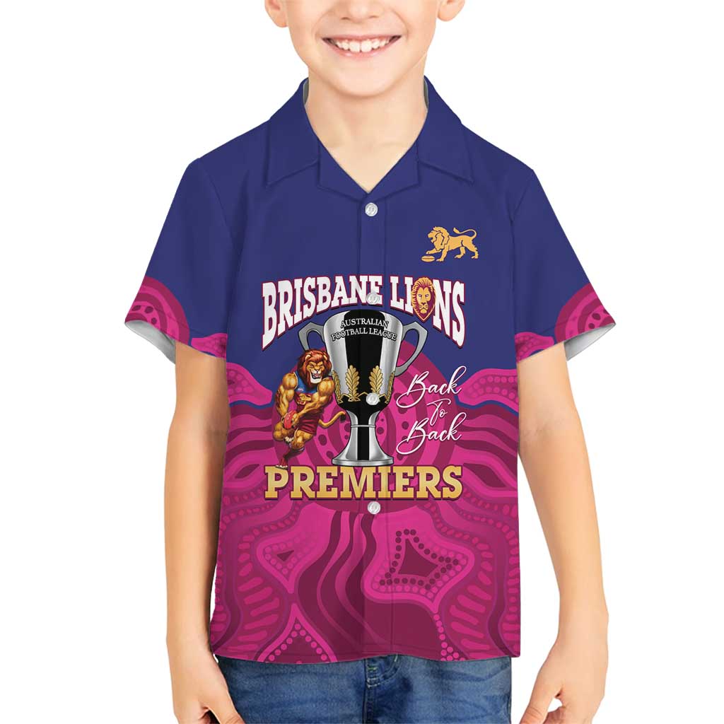 AFL Lions Football Custom Family Matching Off Shoulder Short Dress and Hawaiian Shirt Brisbane Premiers Back To Back Proud - Aussie Hoodie
