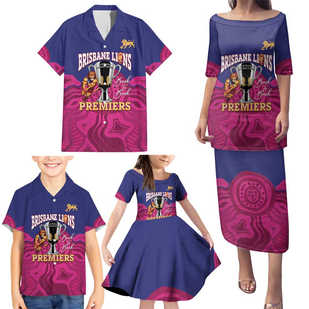 AFL Lions Football Custom Family Matching Puletasi and Hawaiian Shirt Brisbane Premiers Back To Back Proud - Aussie Hoodie