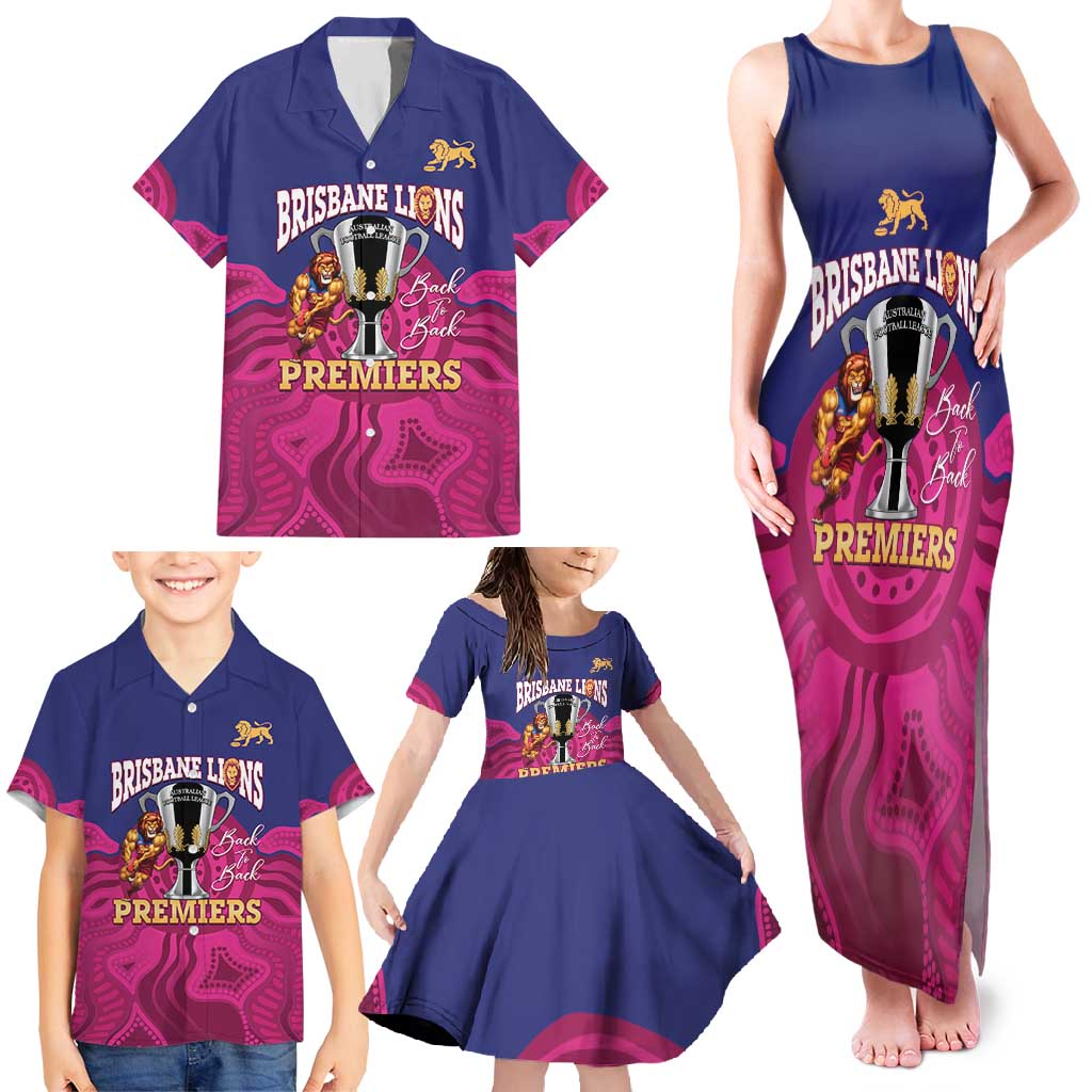AFL Lions Football Custom Family Matching Tank Maxi Dress and Hawaiian Shirt Brisbane Premiers Back To Back Proud - Aussie Hoodie