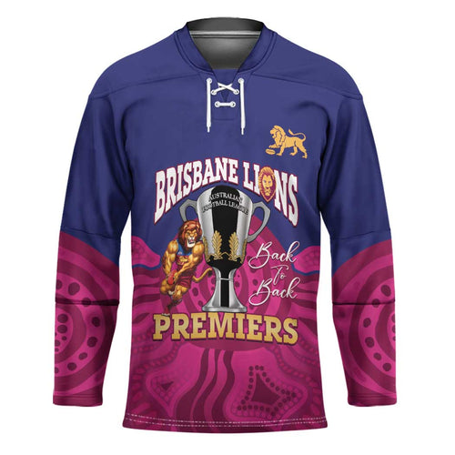 AFL Lions Football Custom Hockey Jersey Brisbane Premiers Back To Back Proud - Aussie Hoodie