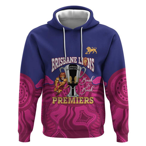 AFL Lions Football Custom Hoodie Brisbane Premiers Back To Back Proud - Aussie Hoodie