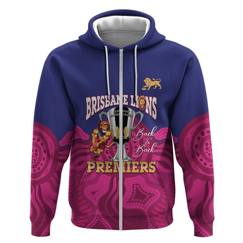 AFL Lions Football Custom Hoodie Brisbane Premiers Back To Back Proud - Aussie Hoodie