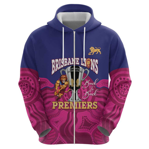 AFL Lions Football Custom Hoodie Brisbane Premiers Back To Back Proud - Aussie Hoodie