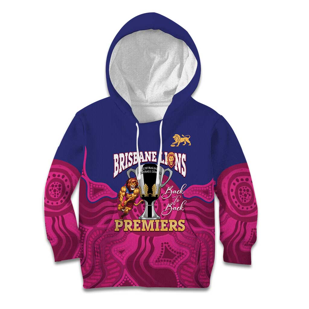 AFL Lions Football Custom Kid Hoodie Brisbane Premiers Back To Back Proud - Aussie Hoodie