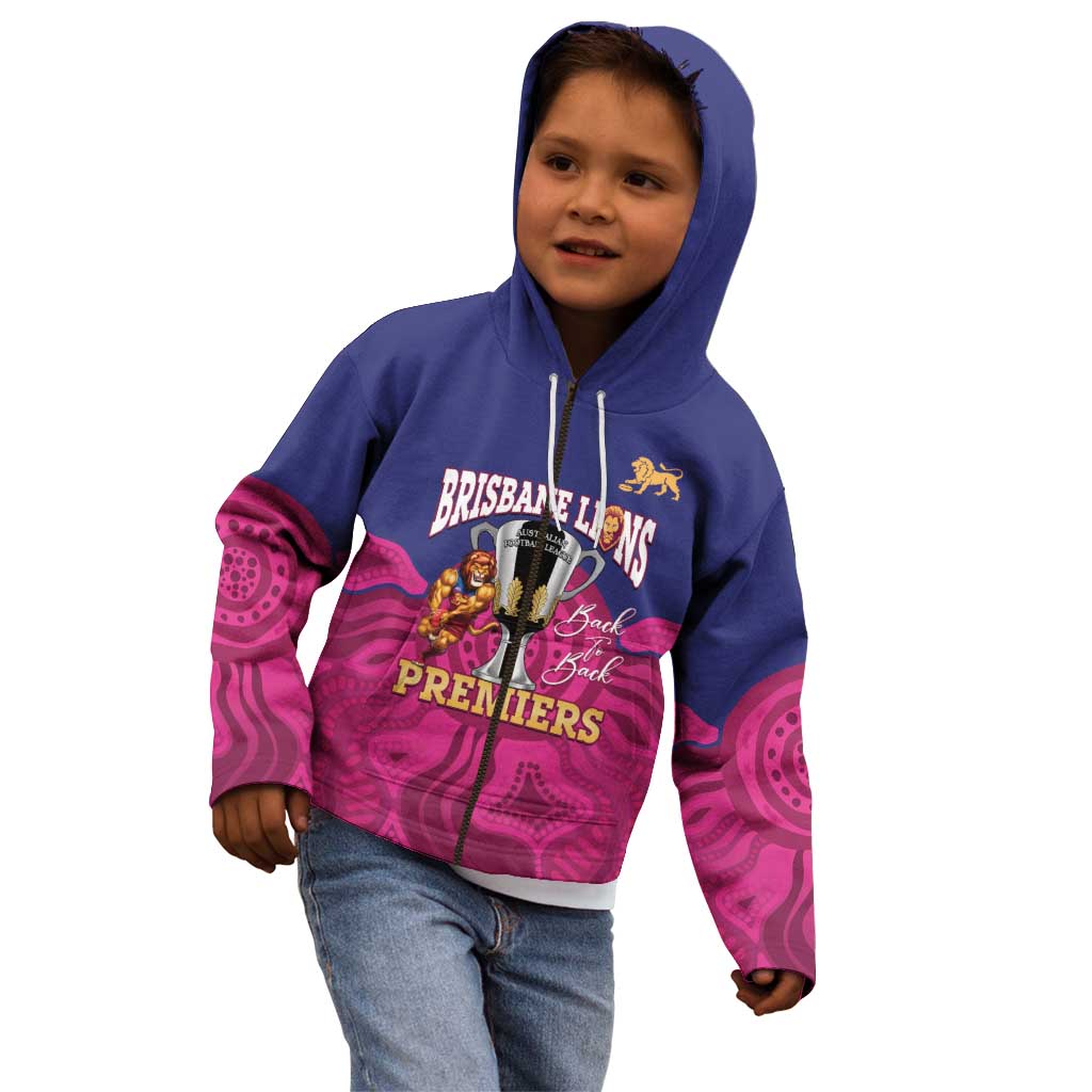 AFL Lions Football Custom Kid Hoodie Brisbane Premiers Back To Back Proud - Aussie Hoodie