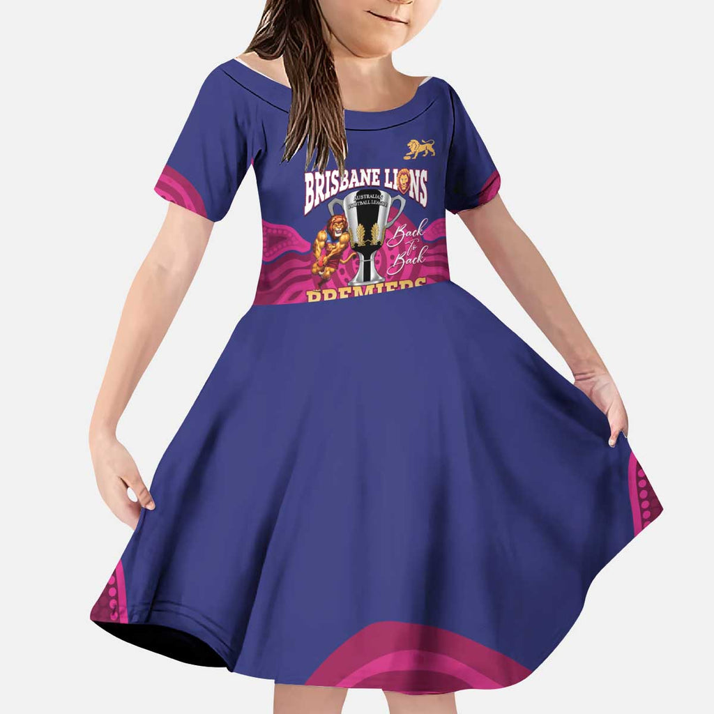 AFL Lions Football Custom Kid Short Sleeve Dress Brisbane Premiers Back To Back Proud - Aussie Hoodie
