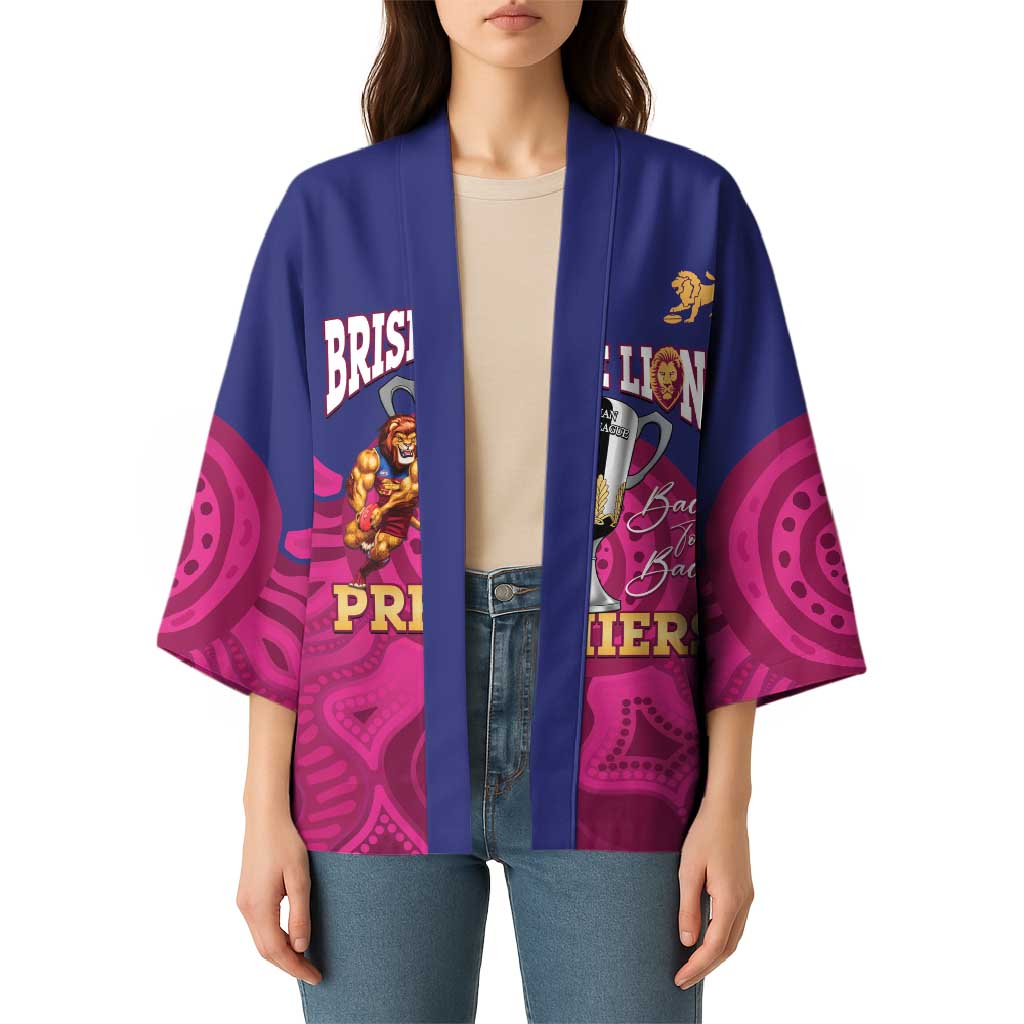 AFL Lions Football Custom Kimono Brisbane Premiers Back To Back Proud - Aussie Hoodie