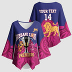 AFL Lions Football Custom Kimono Sleeve Blouse Brisbane Premiers Back To Back Proud - Aussie Hoodie
