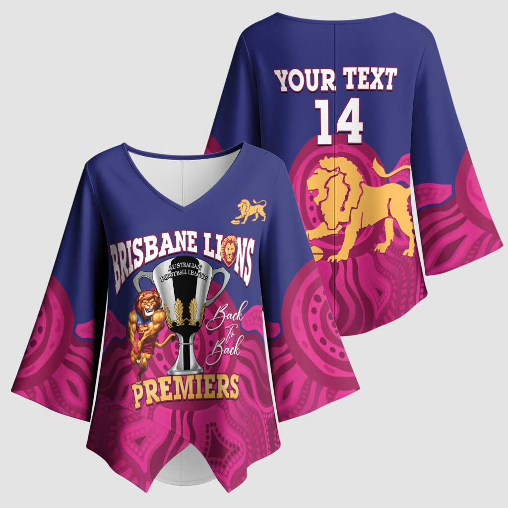 AFL Lions Football Custom Kimono Sleeve Blouse Brisbane Premiers Back To Back Proud - Aussie Hoodie